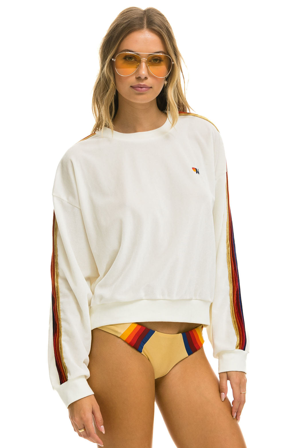 CLASSIC VELVET RELAXED SWEATSHIRT - WHITE - Image 8
