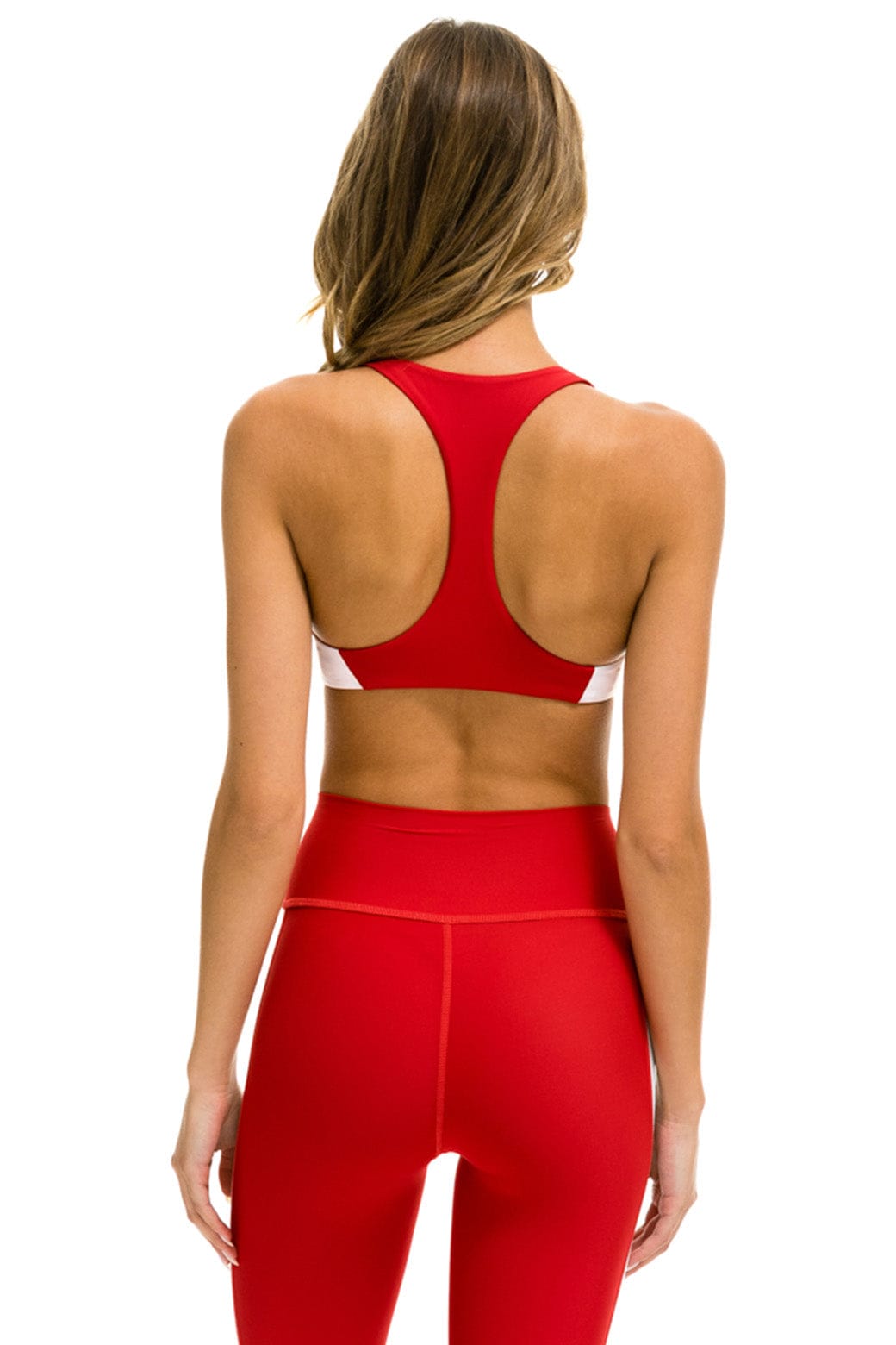COLOR BLOCK BRALETTE SPORTS BRA - CHERRY - Image 4