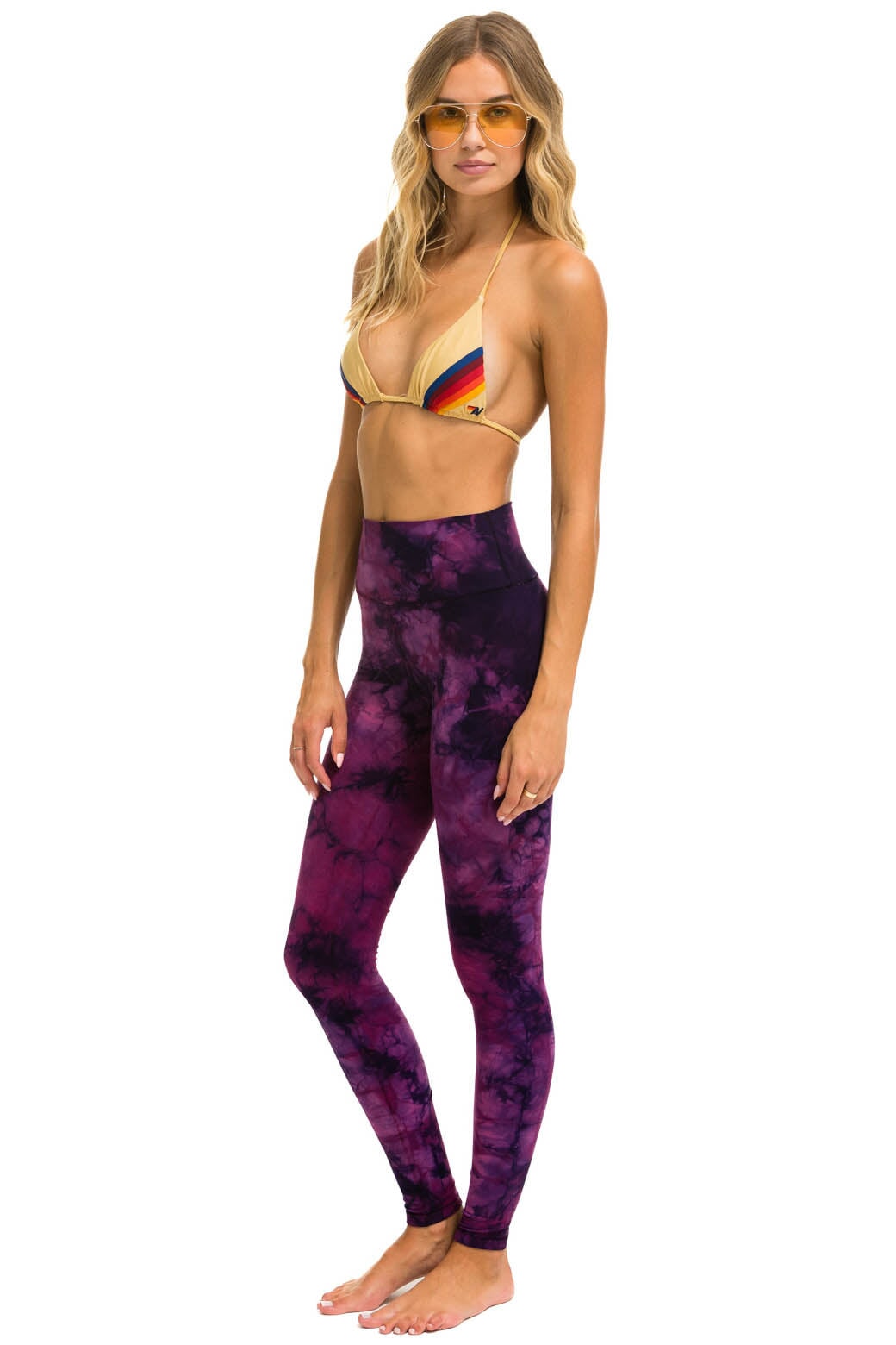 HAND DYED FULL LENGTH HI-RISE LEGGINGS - TIE DYE CRYSTAL ROSE - Image 2