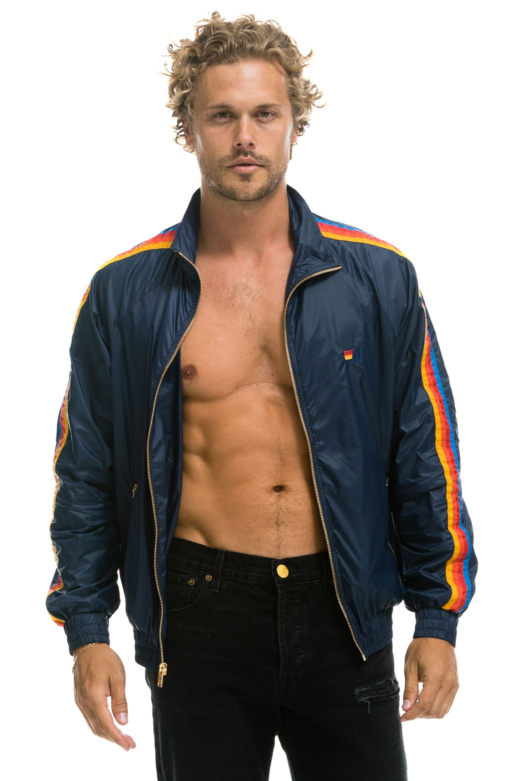MEN'S 4 STRIPE WINDBREAKER - NAVY - Image 6