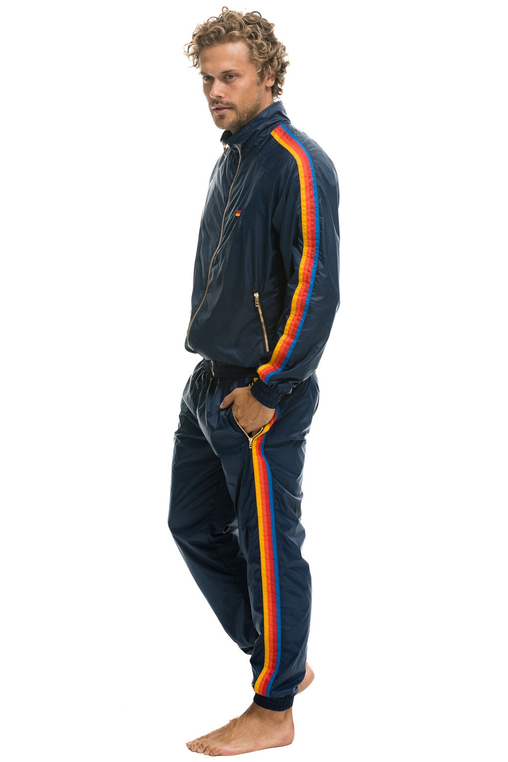MEN'S 4 STRIPE WINDBREAKER - NAVY - Image 9