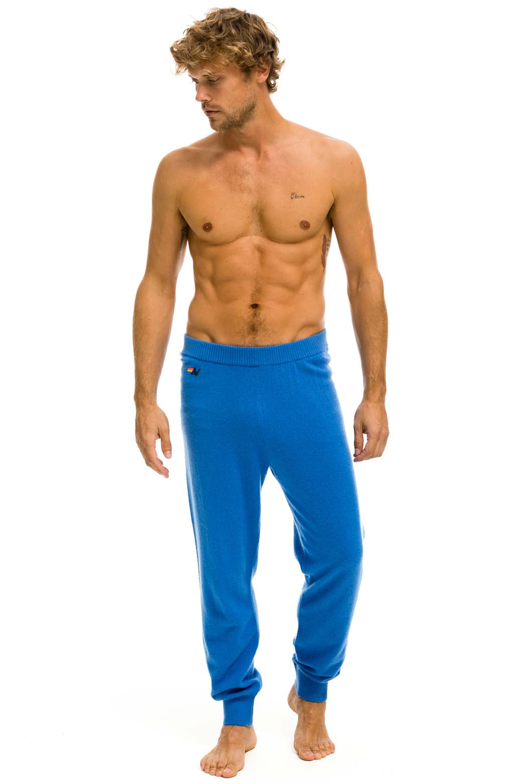 MEN'S BOLT CASHMERE LIGHT SWEATER PANT - VINTAGE BLUE // GOLD BOLT - Image 3