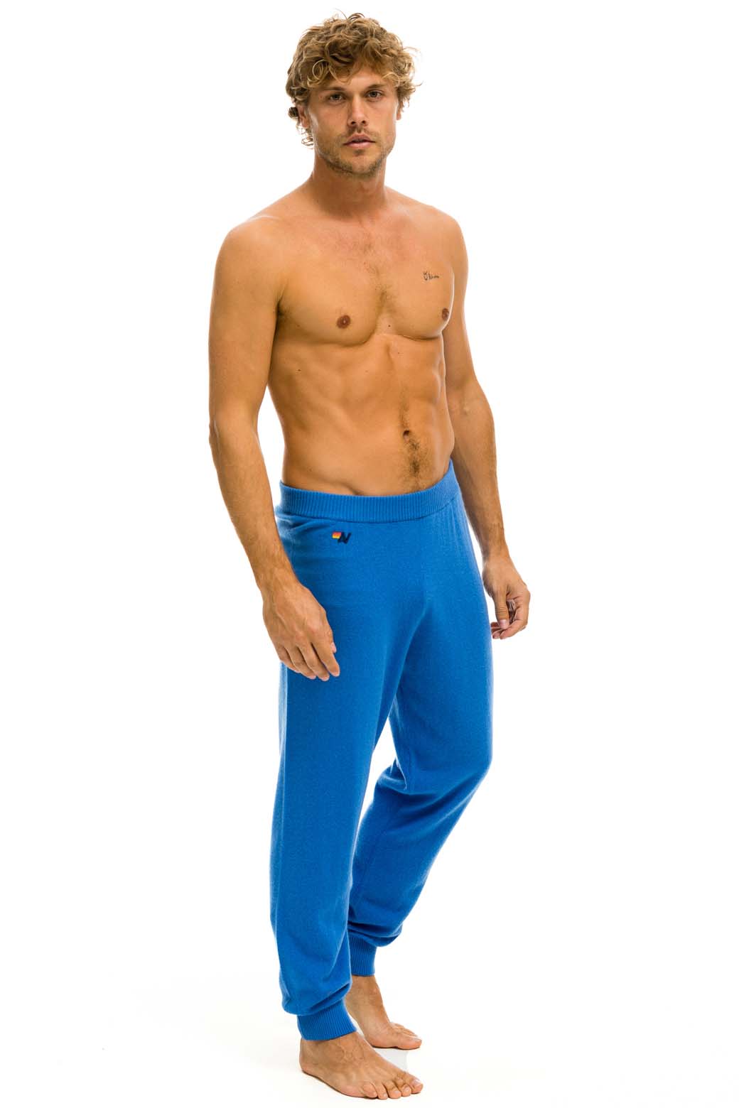 MEN'S BOLT CASHMERE LIGHT SWEATER PANT - VINTAGE BLUE // GOLD BOLT - Image 2