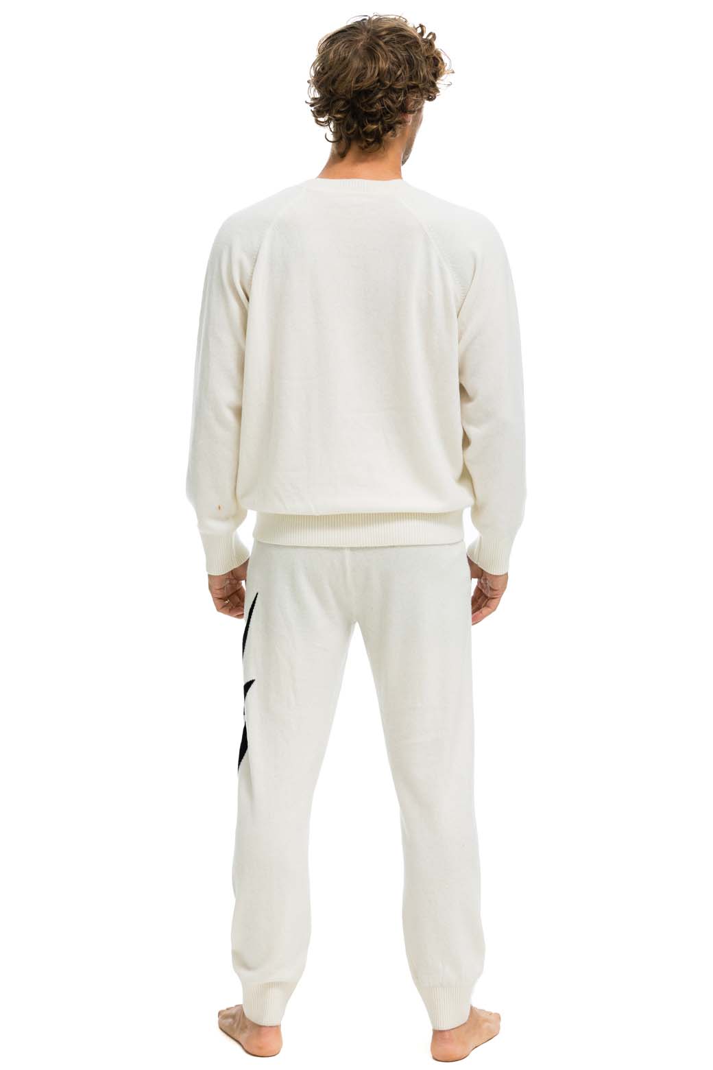 MEN'S BOLT CASHMERE LIGHT SWEATER PANT - VINTAGE WHITE // BLACK BOLT - Image 8