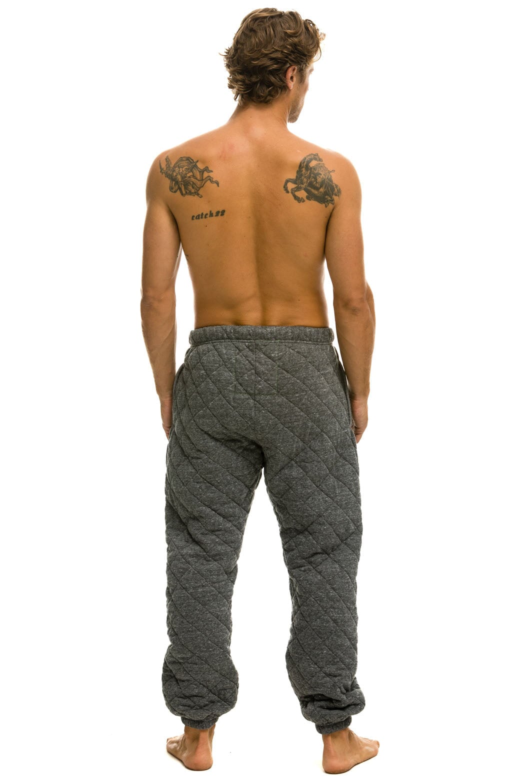 QUILTED SWEATPANTS - HEATHER GREY - Image 3