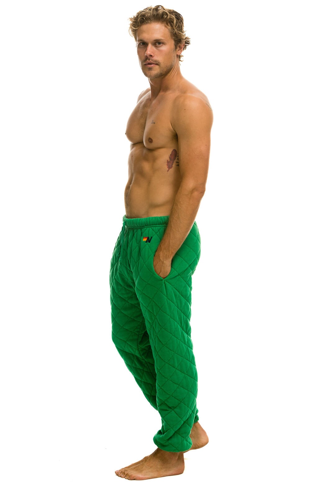 QUILTED SWEATPANTS - KELLY GREEN - Image 2