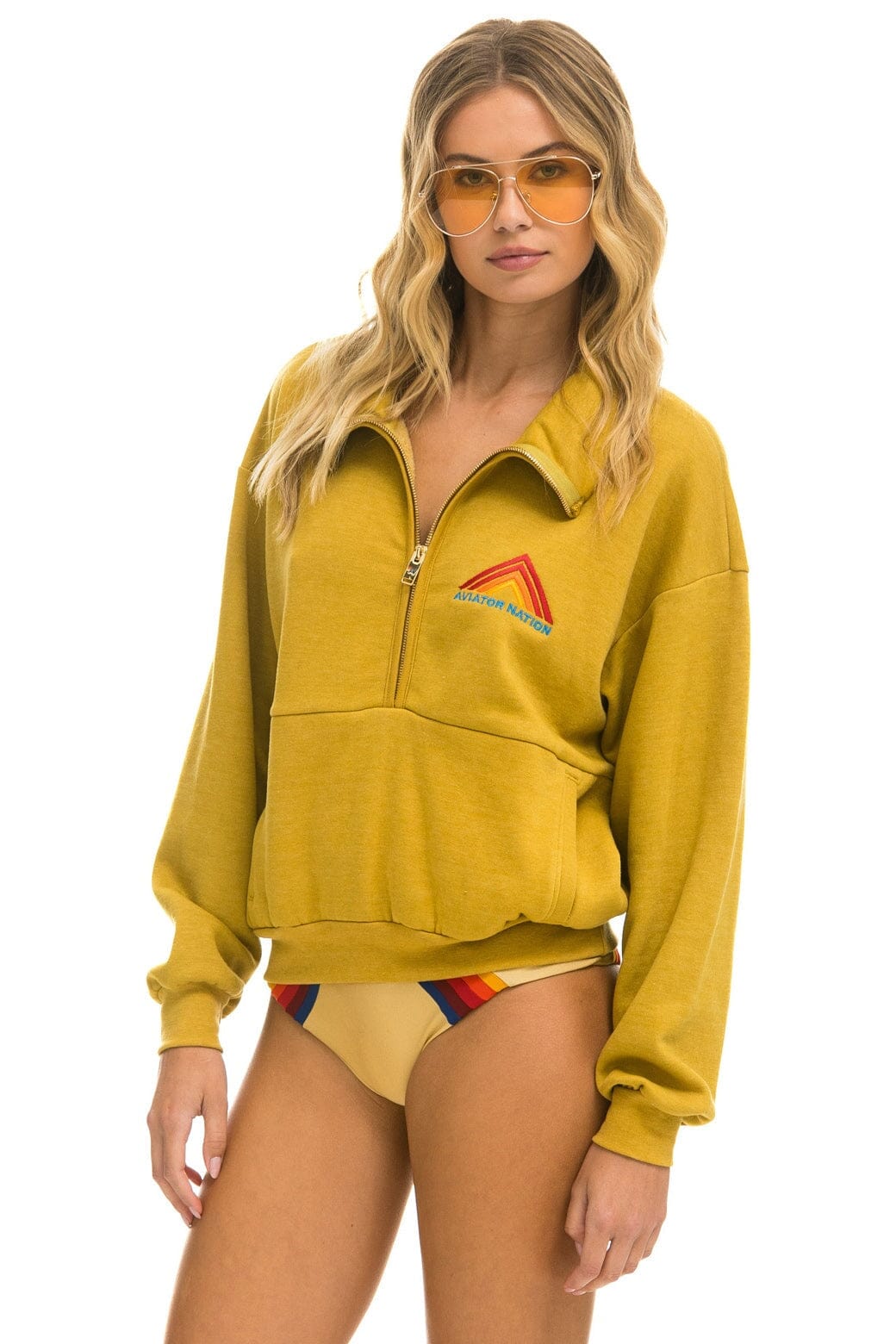 MOUNTAIN EMBROIDERY HALF ZIP SWEATSHIRT - KHAKI - Image 3
