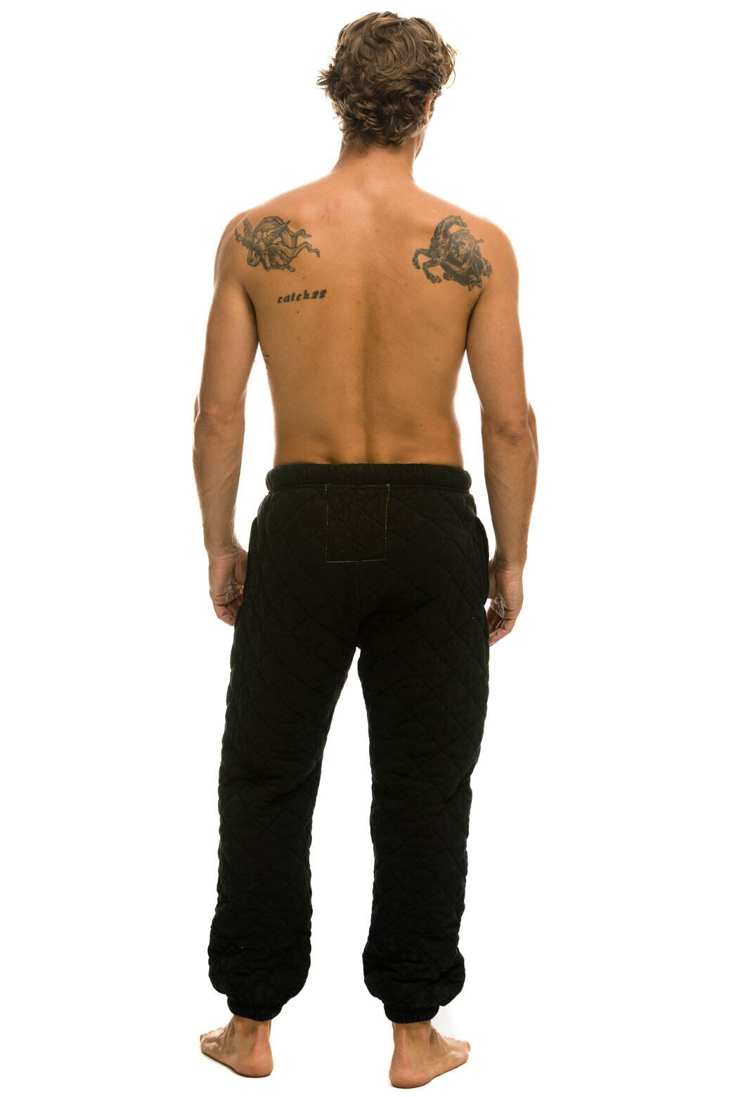 QUILTED SWEATPANTS - BLACK - Image 3