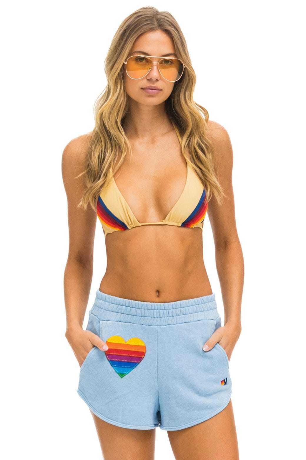 RAINBOW HEART STITCH LOUNGER SHORT - ICE - Image 5