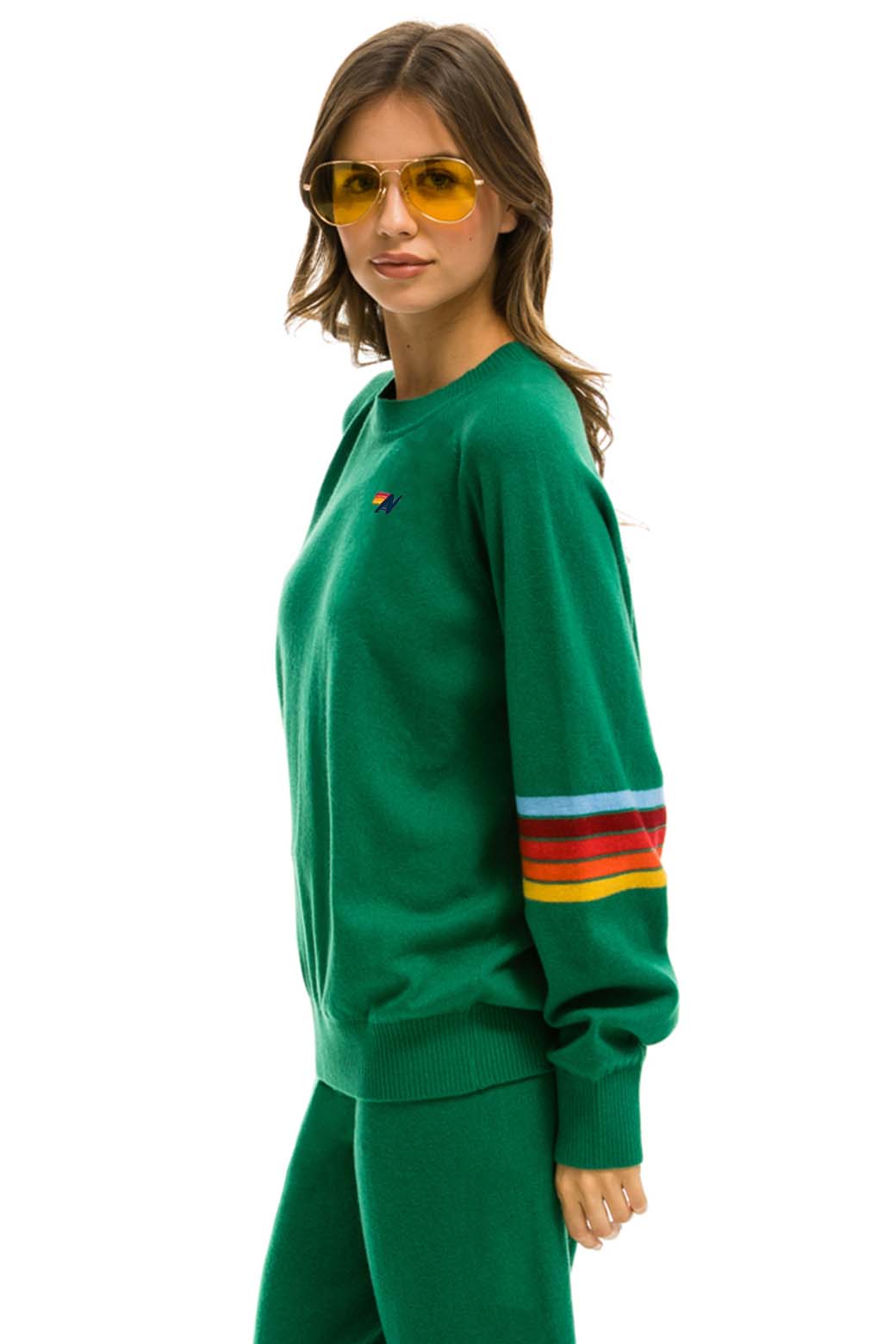 RAINBOW STRIPE SLEEVE UNISEX CASHMERE LIGHT SWEATER - AMAZON - Image 6