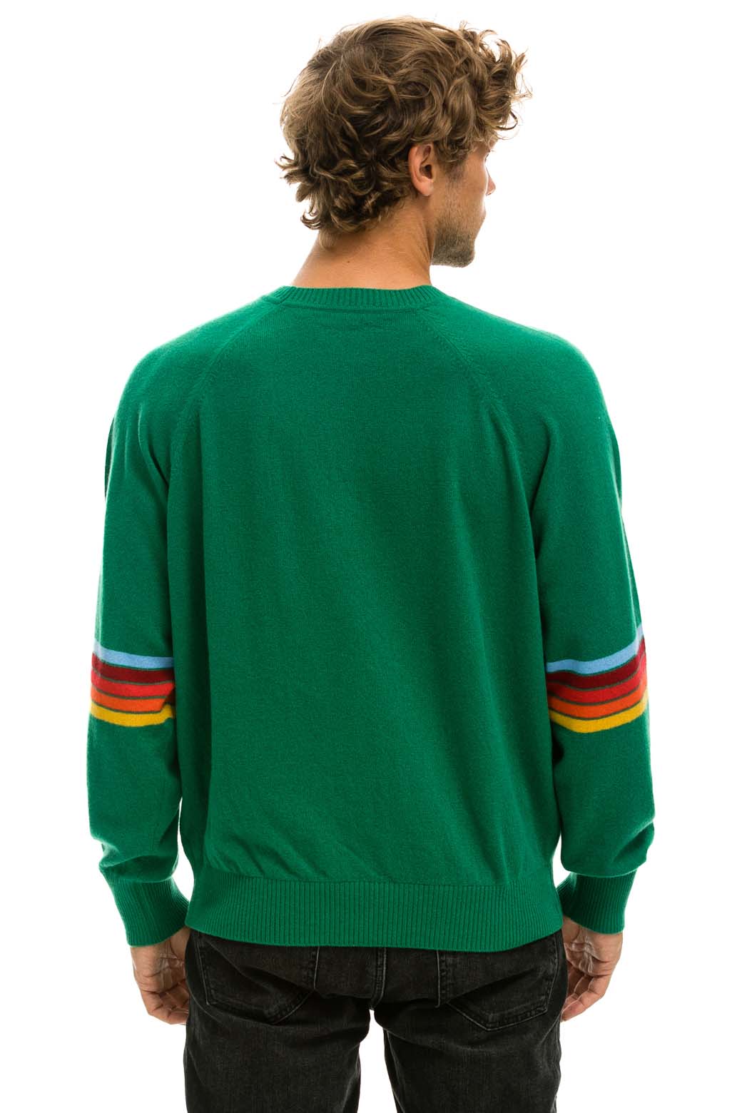 RAINBOW STRIPE SLEEVE UNISEX CASHMERE LIGHT SWEATER - AMAZON - Image 7