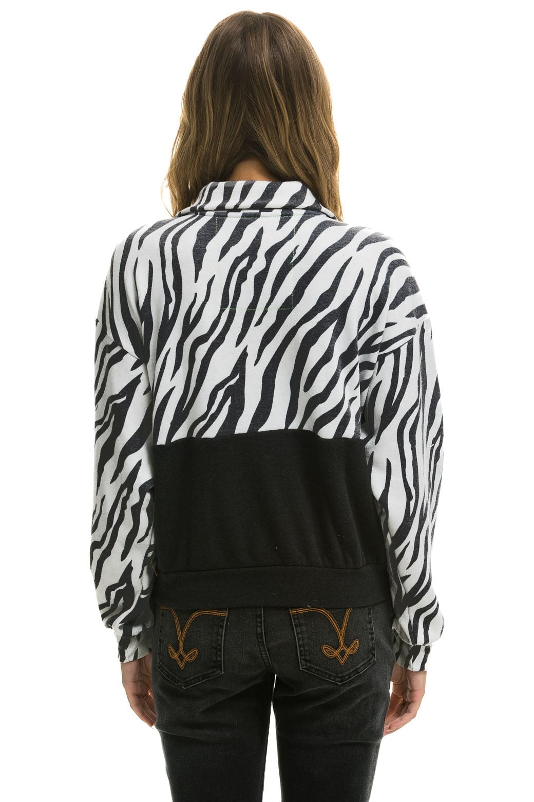 ZEBRA FLEECE UNISEX HALF ZIP COLOR BLOCK JACKET - ZEBRA - Image 6