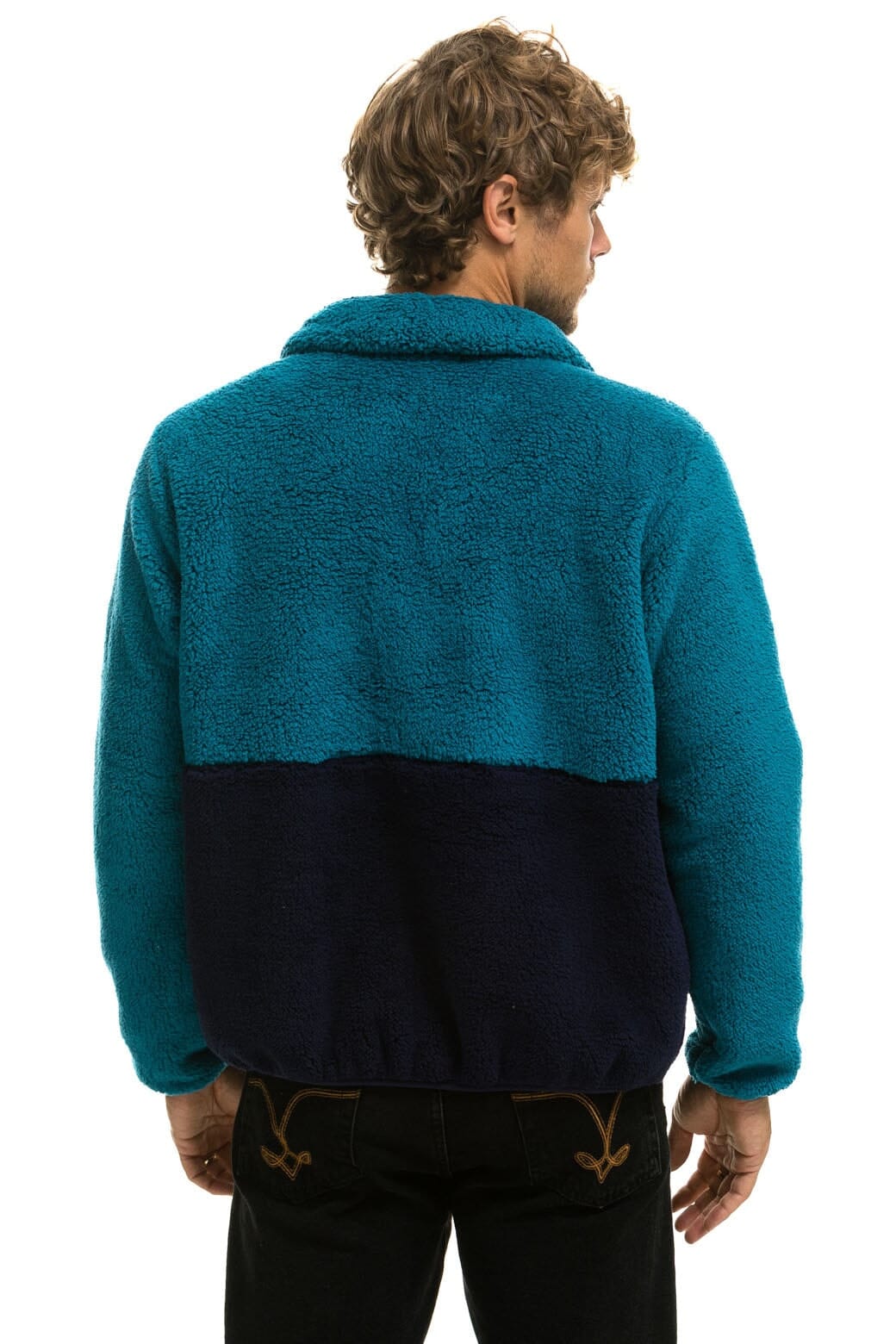 TEDDY UNISEX HALF ZIP COLOR BLOCK JACKET - CAPRI - Image 8