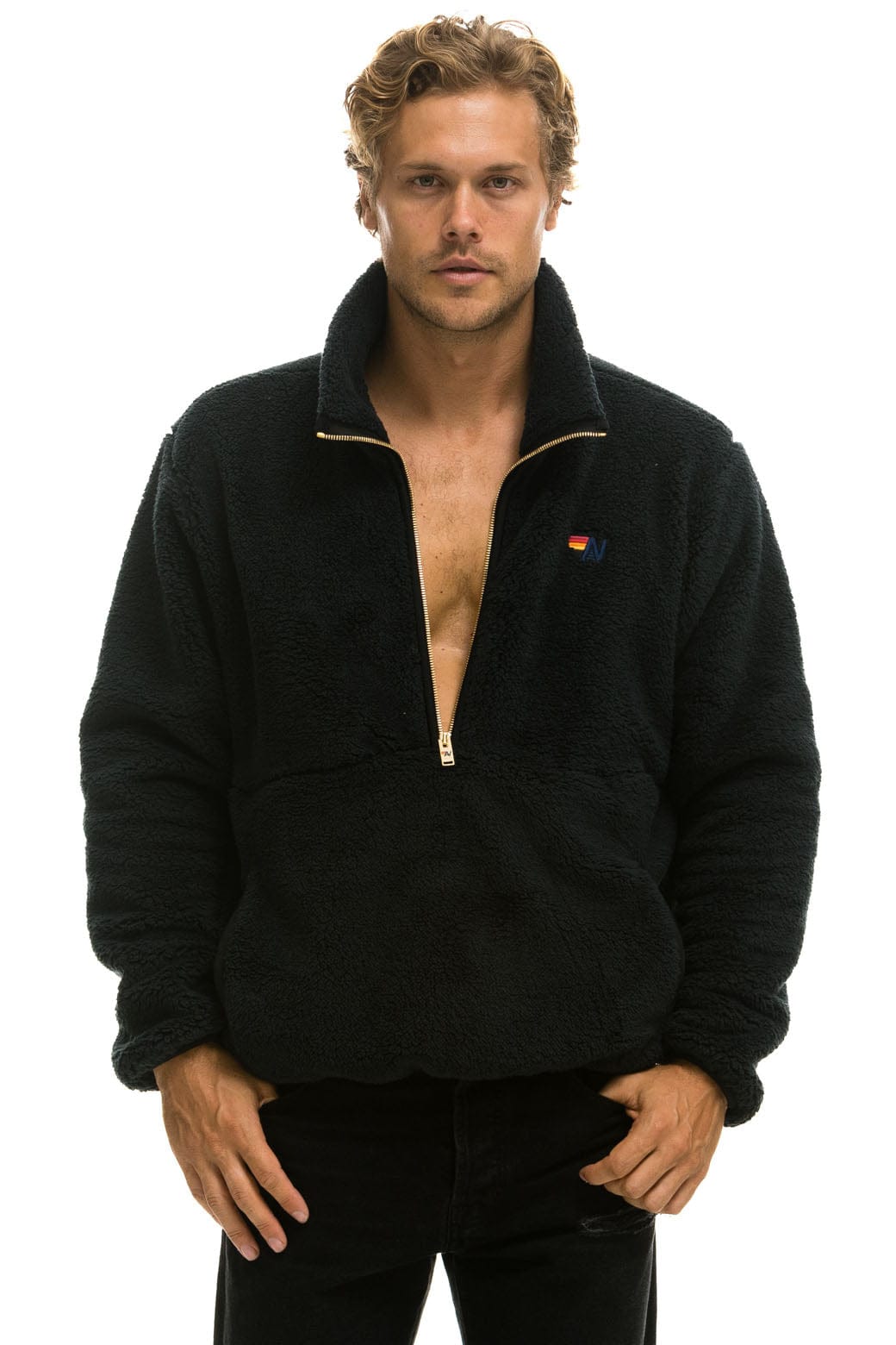 TEDDY UNISEX HALF ZIP JACKET - BLACK - Image 2