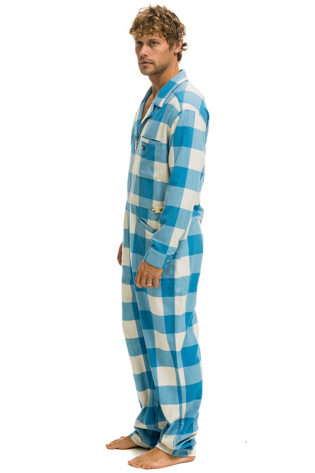 UNISEX PLAID FLIGHT SUIT - SKY PLAID - Image 4