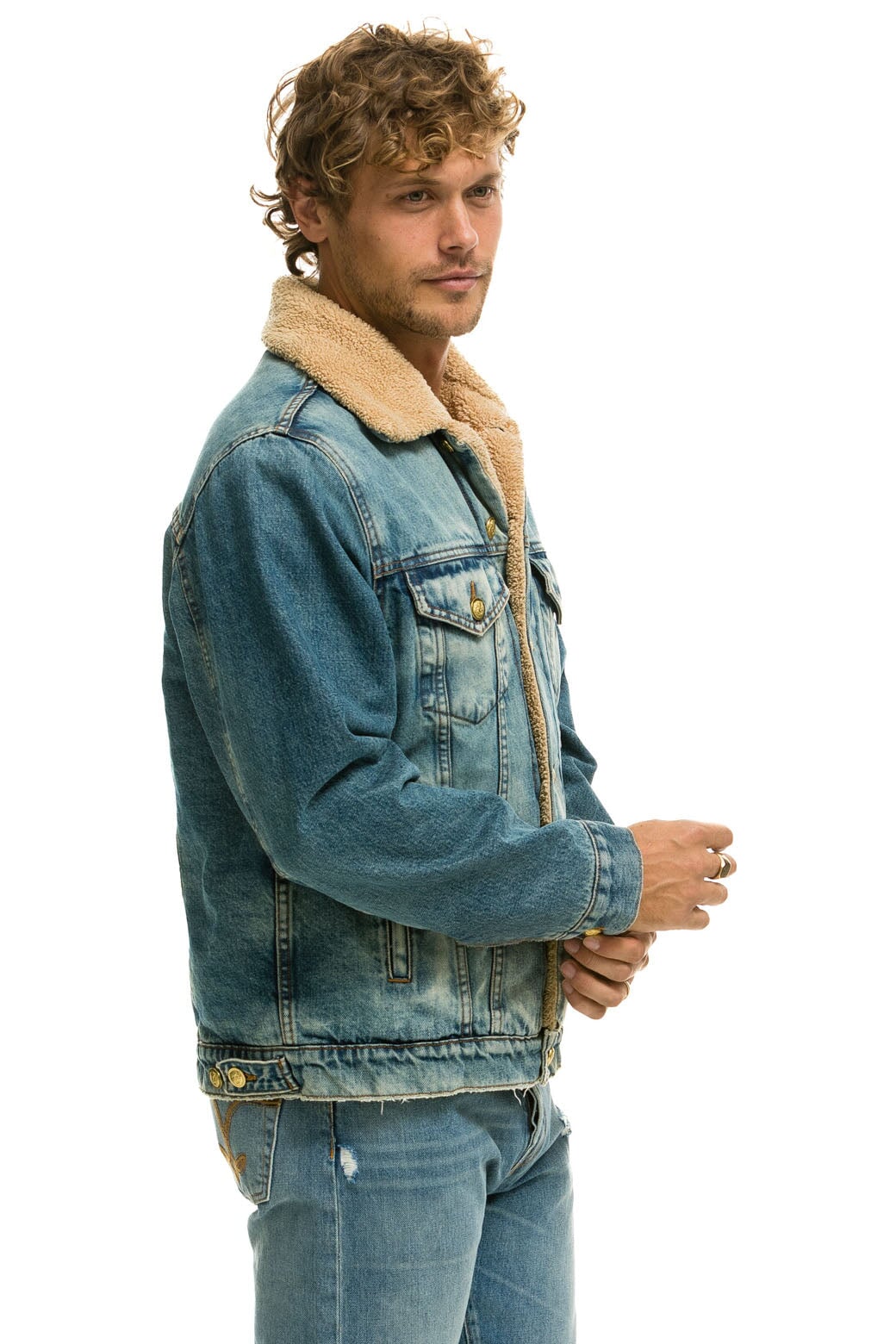 CALI LOVER RANCH SHERPA DENIM JACKET - VINTAGE - Image 6