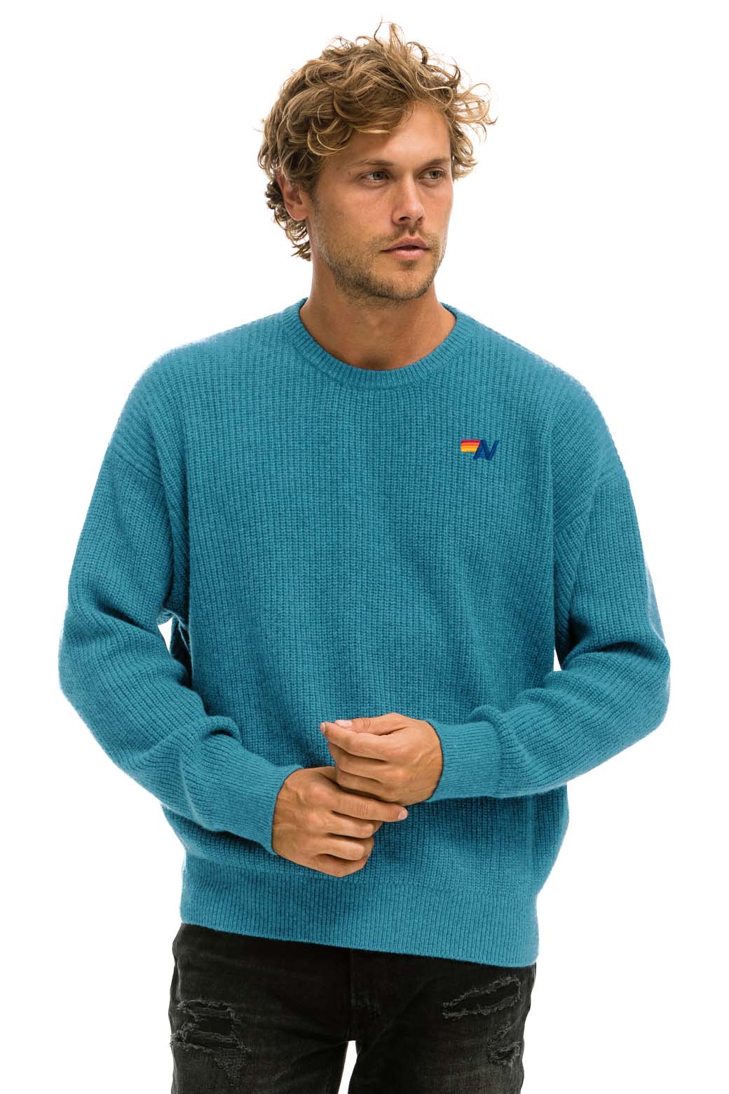 VINTAGE CABIN UNISEX CASHMERE SWEATER - COBALT - Image 7