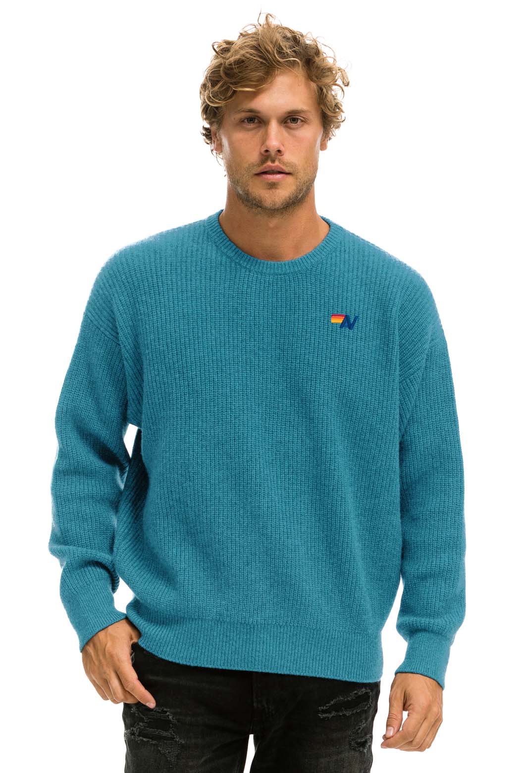 VINTAGE CABIN UNISEX CASHMERE SWEATER - COBALT - Image 2