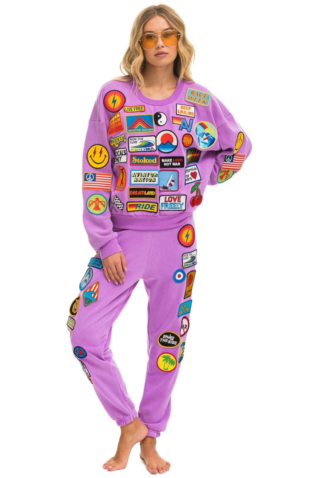VINTAGE PATCH RELAXED CREW SWEATSHIRT - NEON PURPLE - Image 8
