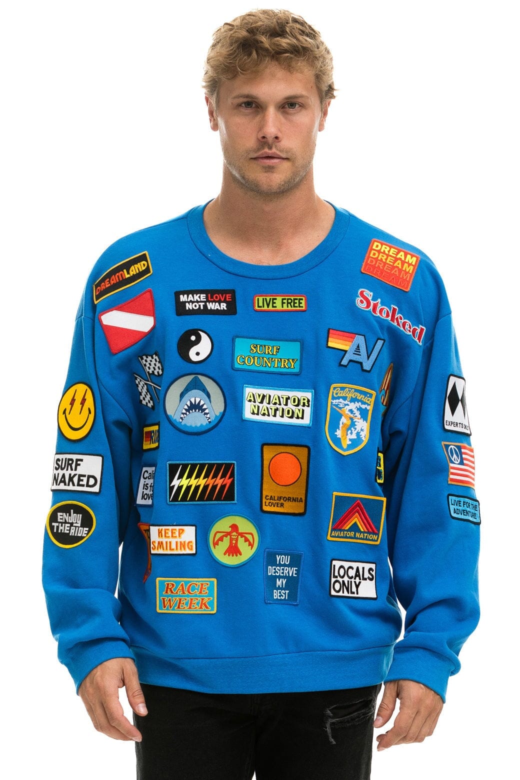 VINTAGE PATCH RELAXED CREW SWEATSHIRT - OCEAN - Image 2