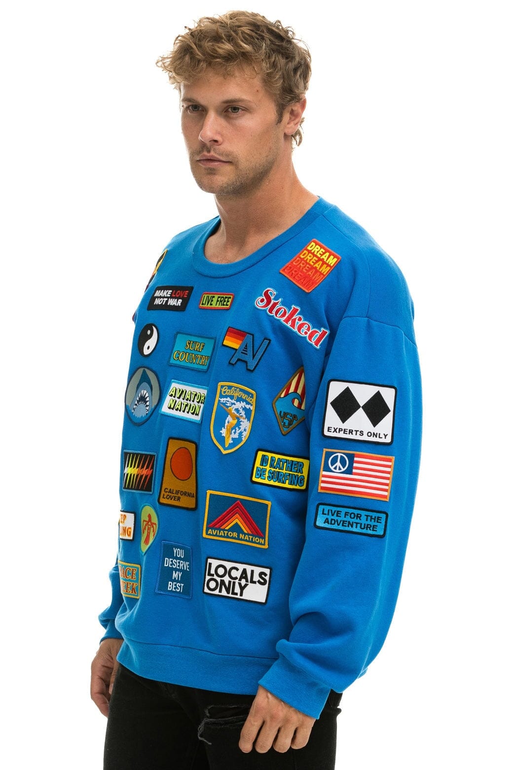 VINTAGE PATCH RELAXED CREW SWEATSHIRT - OCEAN - Image 6