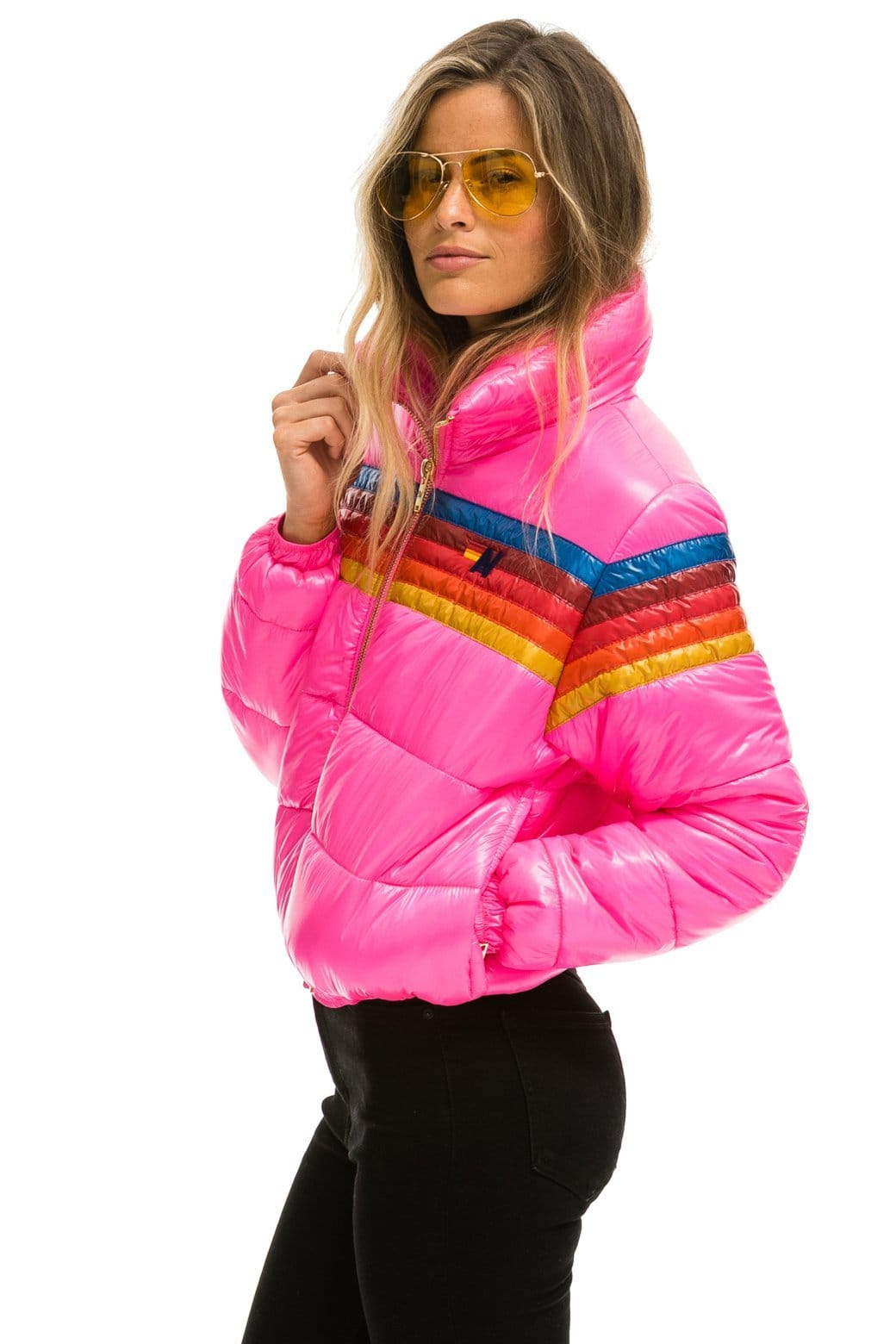 5 STRIPE APRES JACKET - GLOSSY NEON PINK - Image 2