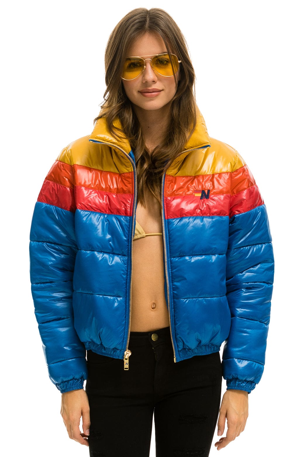 COLOR BLOCK LUXE APRES PUFFER JACKET - GLOSSY SNORKEL BLUE - Image 6