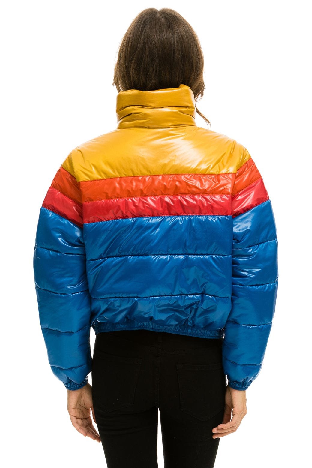 COLOR BLOCK LUXE APRES PUFFER JACKET - GLOSSY SNORKEL BLUE - Image 7